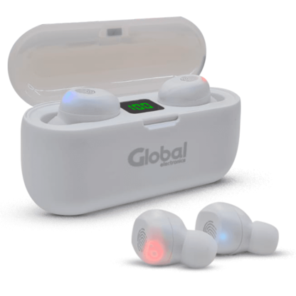 Auricular Bluetooth Inalámbrico TWS06 con Protección Batería y Nivel Bajo de Batería 2:30hs Tiempo de Uso Color Blanco - Global Electronics (Caja x XX)