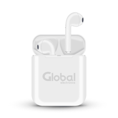 Auricular A-POD Bluetooth Inalámbrico i12S Touch con Protección Batería y Nivel Bajo de Batería 2:30hs Tiempo de Uso Color Blanco - Global Electronics (Caja x 100)