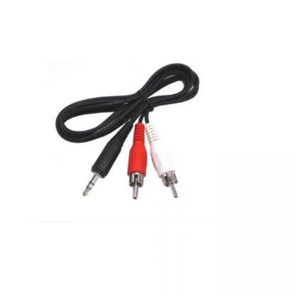 Cable de Audio Estereo Plug Fino Jack 3.5mm a 2 RCA Roja/Negra de 2 mts de largo color Negro en bolsa